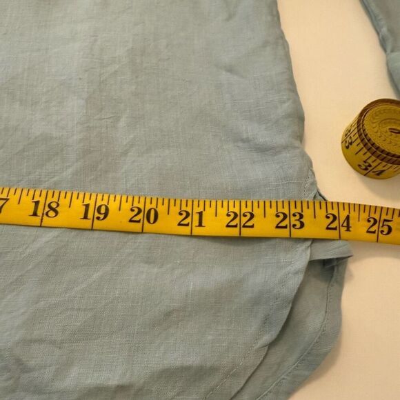 J. Jill Blue Linen Long Slv Button Up Blouse Sz M Beach, Coastal, Clean Girl - Picture 9 of 11